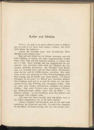 Koller und Böcklin.