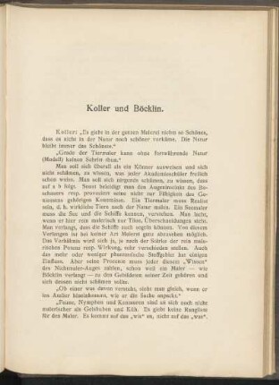 Koller und Böcklin.
