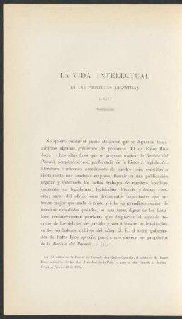 La vida intelectual en las provincias argentinas - (Continuación) : (1861)