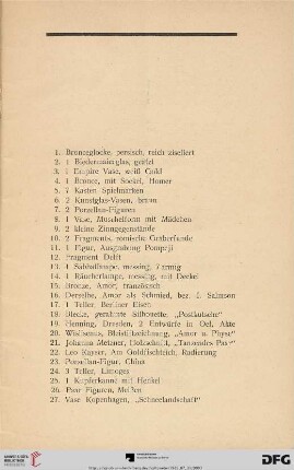 [Gemälde, Graphik, Mobiliar, Kleinkunst, Waffen, Silber, Teppiche] (Nr. 1-741)
