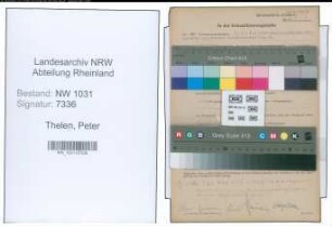 Entnazifizierung Peter Thelen , geb. 17.06.1896 (Reg.oberinspektor)