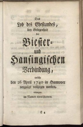Das Lob des Ehestandes,...