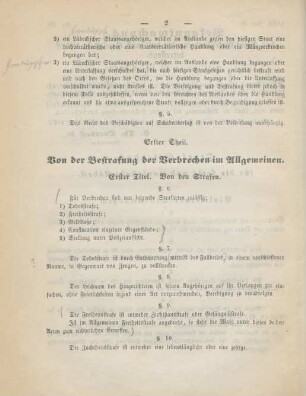 Erster Theil. Von der Bestrafung der Verbrechen im Allgemeinen