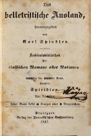 Spiridion : Bekenntnisse eines Mönchs ; vier Theile