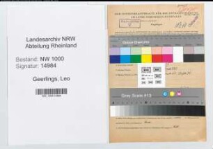 Entnazifizierung Leo Geerlings, geb. 24.08.1914 (Postschaffner)