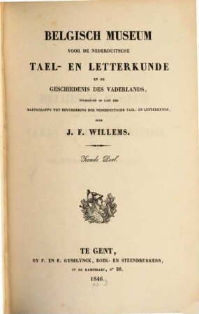 Belgisch Museum voor de Nederduitsche Tael en Letterkunde en de Geschiedenis des Vaderlands, 10. (1846)