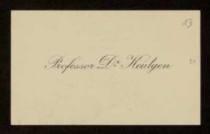 Visitenkarte von Friedrich Keutgen für Otto von Gierke, Januar 1921