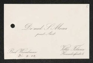 Brief von S. Moses an Margarete Hauptmann, Benvenuto Hauptmann und Gerhart Hauptmann