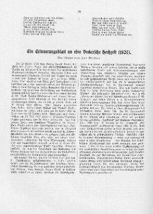 Ein Erinnerungsblatt an eine Deckersche Hochzeit (1827)