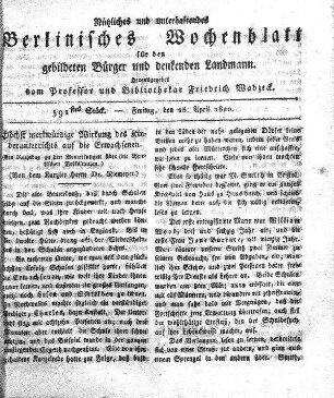 591stes Stueck, Freitag, den 28. April 1820