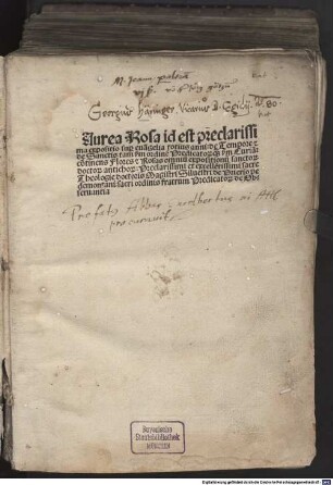 Aurea rosa id est expositio super evangelia totius anni de tempore et de sanctis