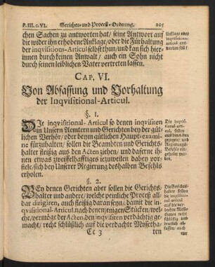 Cap. VI. Von Abfassung und Vorhaltung der Inquisitional-Articul