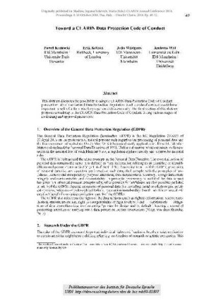Toward a CLARIN Data Protection Code of Conduct
