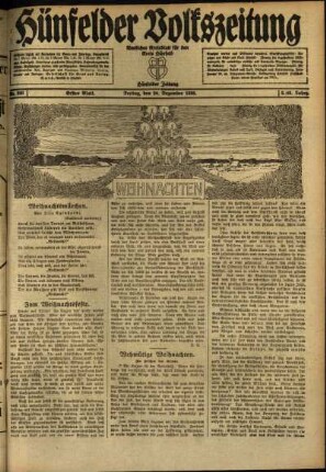 Erste Ausgabe vom Freitag, den 24. Dezember 1920.