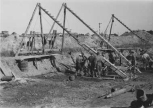 Ankerzugversuch auf einer Baustelle in Büsum/Nordsee