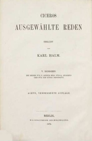 Cicero's ausgewählte Reden, 5