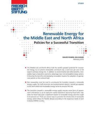 Renewable energy for the Middle East and North Africa : Policies for a successful transition