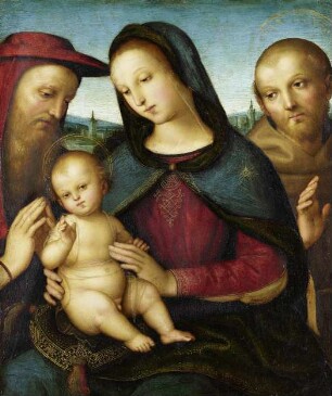 Maria mit dem segnenden Kind und den Heiligen Hieronymus und Franziskus