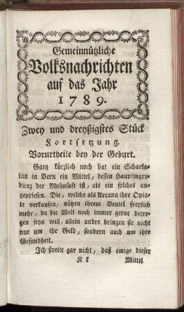 Zwey und dreyßigstes Stück