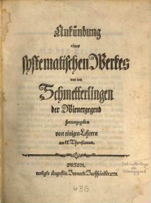 Systematisches Verzeichniß der Schmetterlinge der Wienergegend