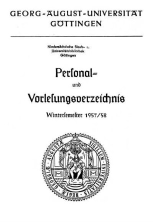 WS 1957/58: Personal- und Vorlesungsverzeichnis ...
