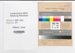 Entnazifizierung Josef Olbertz , geb. 14.09.1883 (Bauinspektor)