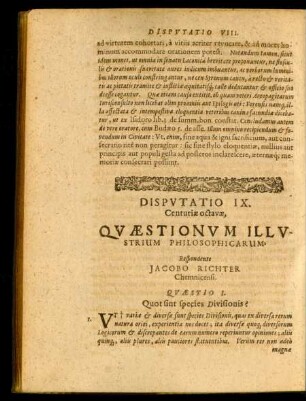 Disputatio IX. Respondente Jacobo Richter