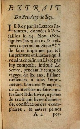 Le secret : Avec le compliment des vertus au Roy sur la naissance de Msr. le Duc de Bourgogne
