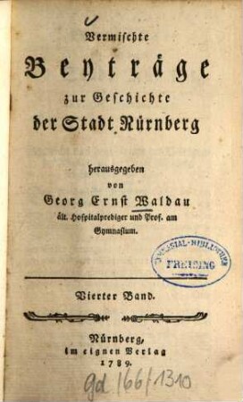 Beyträge zur Geschichte der Stadt Nürnberg, 4. 1789 = H. 25 - 32