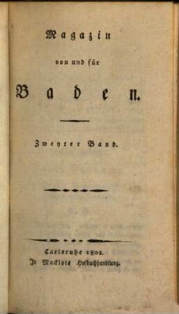 Magazin von und für Baden. 1802,2