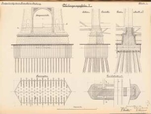 Straßenbrücke über die Süderelbe, Hamburg-Harburg: Übergangspfeiler V: Ansichten, Schnitte 1:100