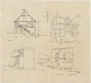 Döllgast, Hans; Marktsteft; Rathaus - Schnitt; Grundrisse; Lageplan