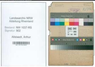 Entnazifizierung Arthur Allstaedt , geb. 04.05.1888 (Stadtinspektor)