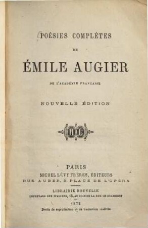 Poésies complètes de Émile Augier