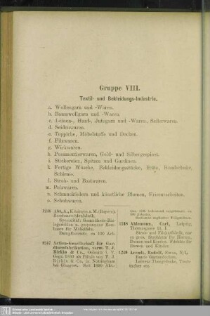 Gruppe VIII. Textil- und Bekleidungs-Industrie