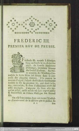 Frederic III. Premier Roy De Prusse