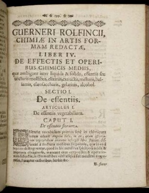 Liber IV. De Effectis Et Operibus Chimicis Mediis [...]