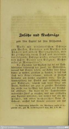 Zusätze und Nachträge zum 2ten Capitel des dritten Abschnittes