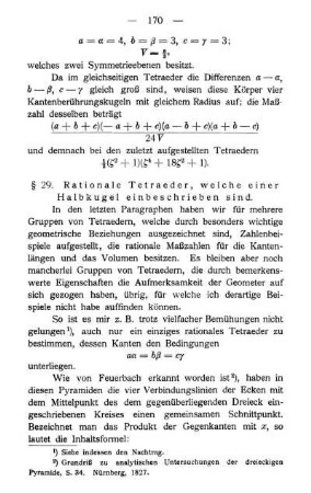 § 29. Rationale Tetraeder, welche einer Halbkugel einbeschrieben sind