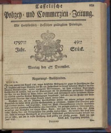 49tes Stueck, Montag den 4ten December 1797