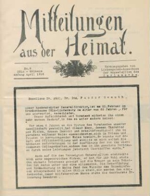 6.1916: Mitteilungen aus der Heimat