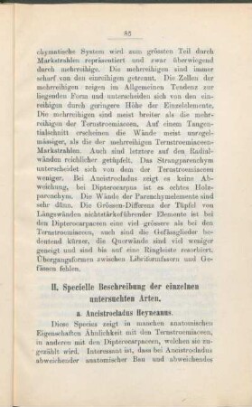 II. Specielle Beschreibung der einzelnen untersuchten Arten.