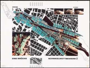 Neugestaltung der Spreeufer zwischen Jannowitzbrücke und Elsenbrücke, Berlin-Friedrichshain Schinkelwettbewerb 1991: Lageplan
