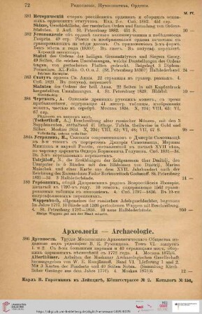 Archaeologie (Nr. 386 - 430)