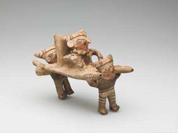 Pottery, showing a high-ranking individual being carried in a litter