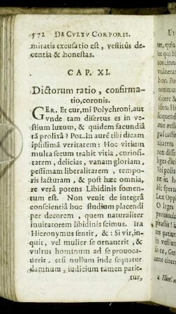 Cap. XI. Dictorum ratio, confirmatio, coronis.