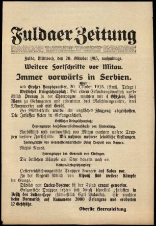 Ausgabe vom Mittwoch, den 20. Oktober 1915.