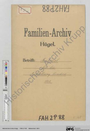 Material für die Weltausstellung in London 1862