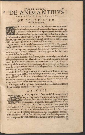 De Animantibus Volatilibus, Hoc Est, De Avibus.