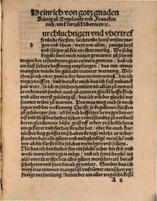 Ein brieff des Edlen Künigs vß Engelandt zu den Fürsten von Sachßen von dem Luther. Hertzog Jörgen vß Sachßen antwurt